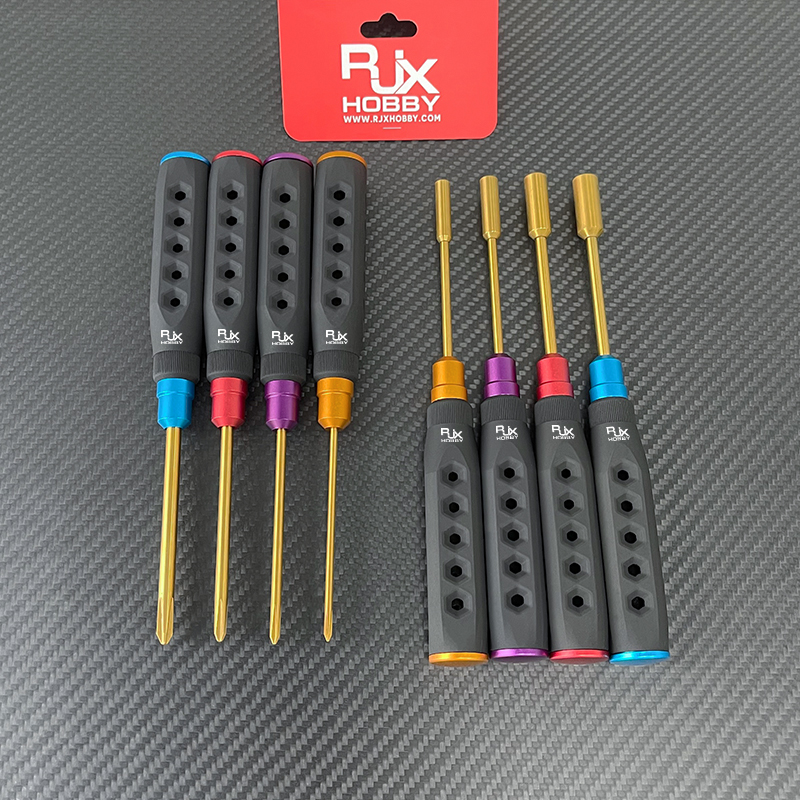 RJXHOBBY HSS titanized Hex /Nut/ Phillips/ Flat Screwdriver 16 pcs kits High-Strength Insulated Anti-Slip Rubber Handle