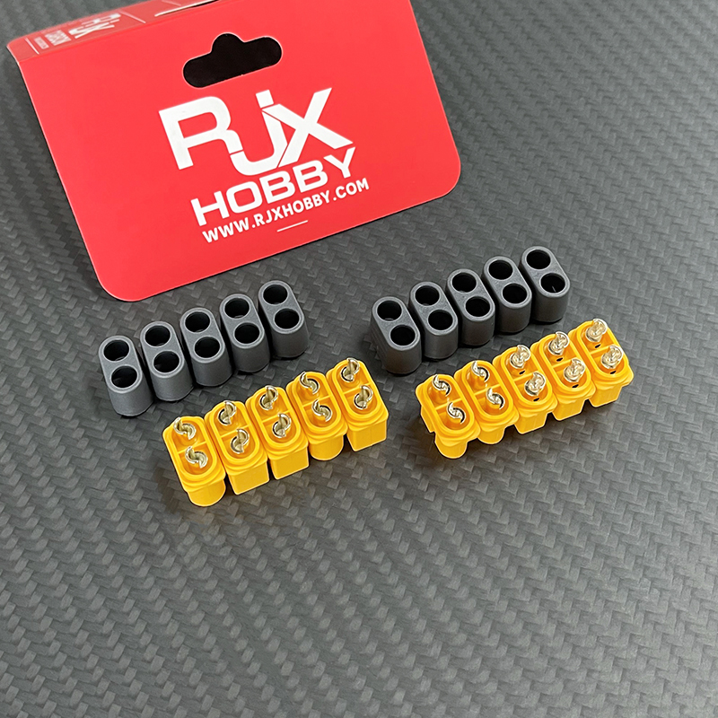 RJXHOBBY 5 Sets Amass  UH60 Male Female Bullet Connectors Power Plugs(with caps) for RC Lipo Battery