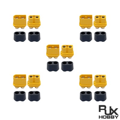 RJXHOBBY 5 Sets Amass  UH60 Male Female Bullet Connectors Power Plugs(with caps) for RC Lipo Battery