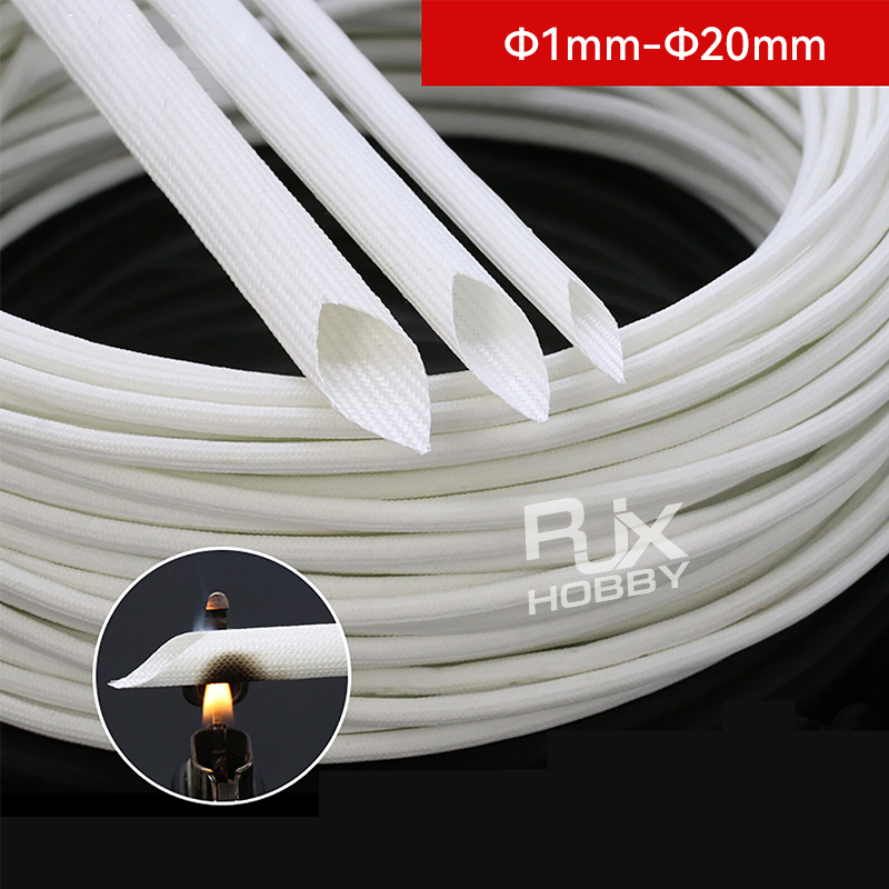 RJXHOBBY 200meters 1-2.5mm Heat Resistant Sleeving Cable Wire HIGH TEMP Fiberglass Insulating Sleeve