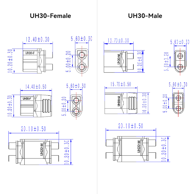 RJX 5 pairs Amass UH30 Connector Male and Female