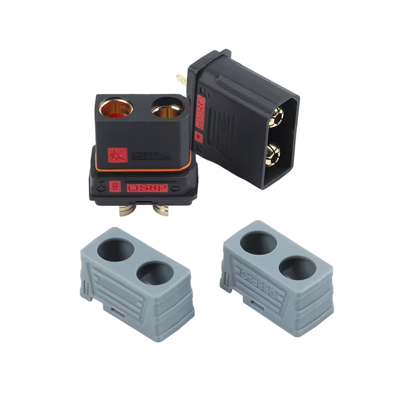 RJX 1Pair QS8P-L Battery Connector Large Current Golden Plated Male Female Plugs with Sheath