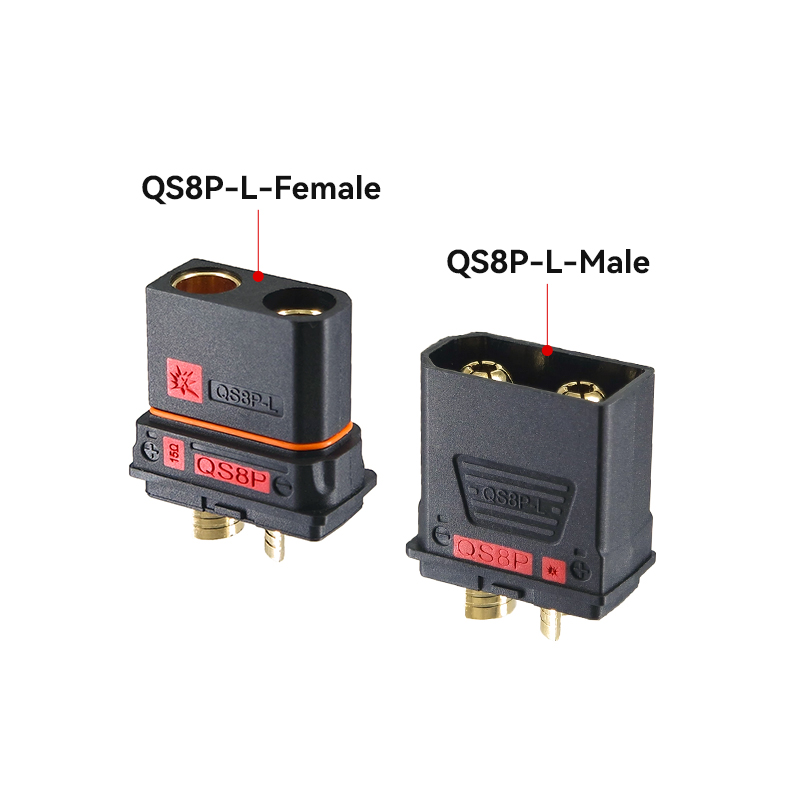 RJX 1Pair QS8P-L Battery Connector Large Current Golden Plated Male Female Plugs with Sheath