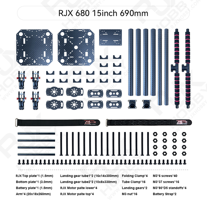 RJX 680 4 Axis Carbon Fiber Quadcopter Frame Umbrella Folding Drone