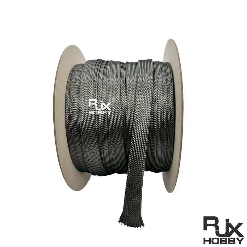 RJX 5M 4-40mm Braided Carbon Fibre Sleeve High Strength Wear-Resistant Telescopic Braided Mesh Tube