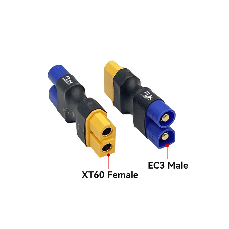 RJXHOBBY 5pcs XT60 Female to EC3 Male Connector Adapter