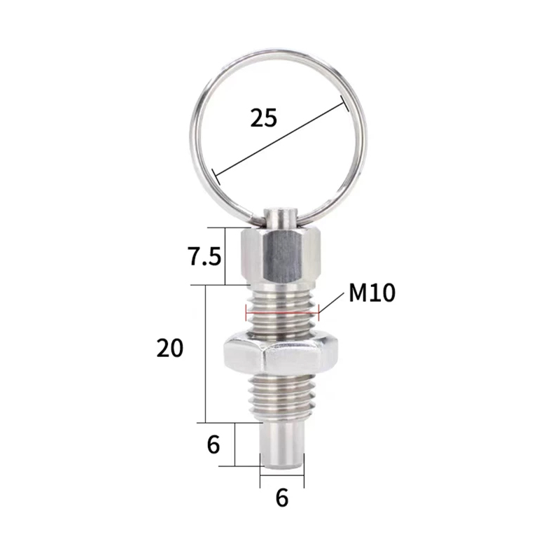 RJX 10pcs Stainless Steel Pull Ring Knob Split Spring Positioning Lock Grip Screw Indexing Pin M6M8M10M12M16