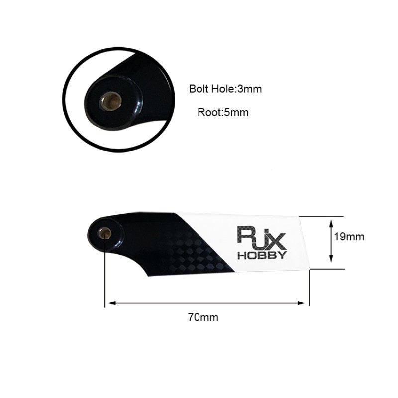 RJXHOBBY Black and White 70mm Tail CF Blades